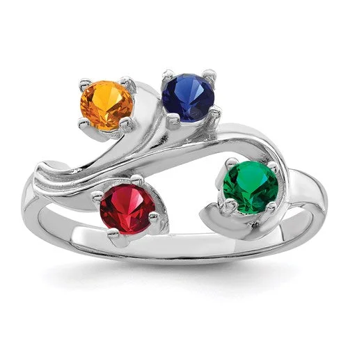 Ladies Rings with Golden Amber-Birthstone Fleur Mother's Family Birthstone Ring