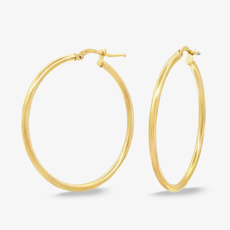 Ladies Earrings with White Thaumasite-Classic 2mm Round 1.5" Gold Hoop Earrings