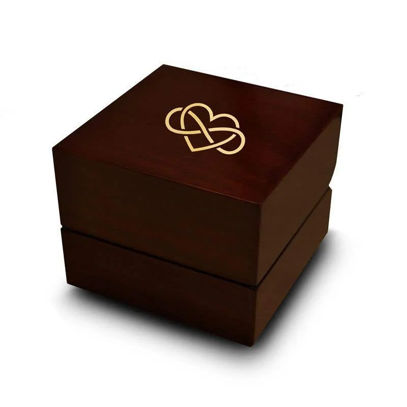 Ladies Engagement Rings with Sphalerite Glow-Heart and Infinity Symbol Engraved Wood Ring Box Chocolate Dark Wood Personalized Wooden Wedding Ring Box