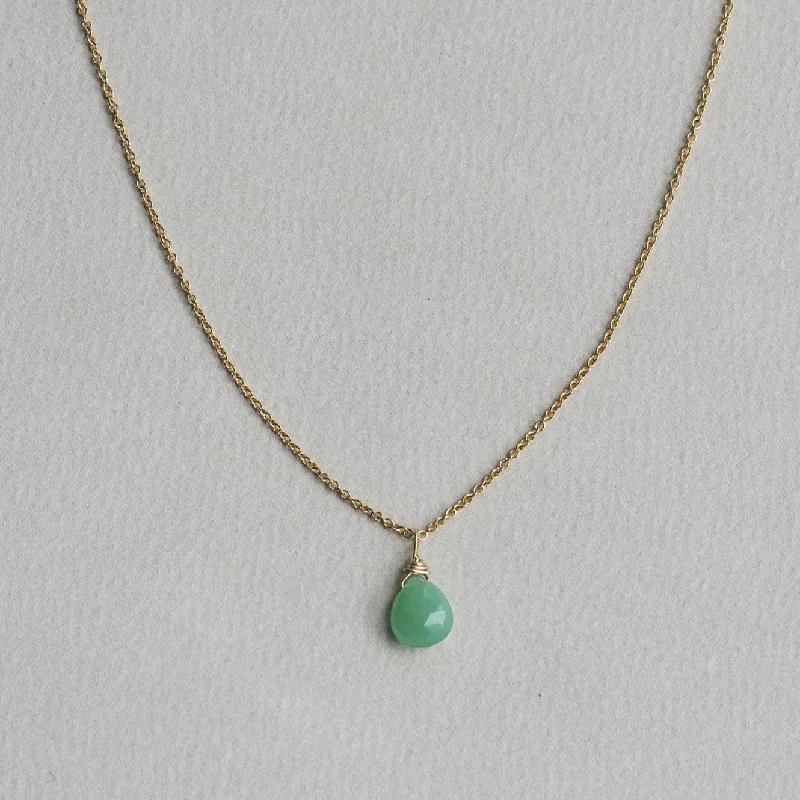 Ladies tactile texture necklaces -Chrysoprase Drop Necklace