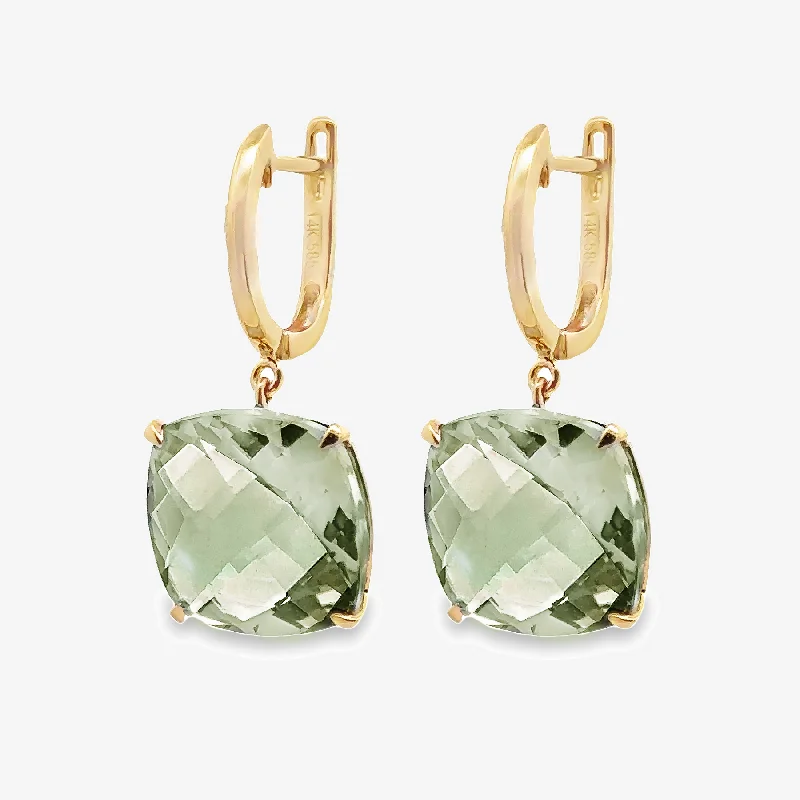 Ladies Earrings for Mom Shine-Green Amethyst Briolette Collection Earrings