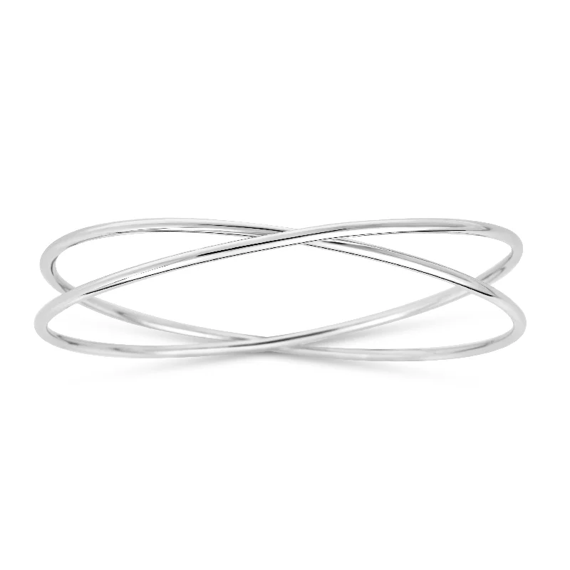 Starlit wonder bracelets -Silver Slip on Crossover Bangle