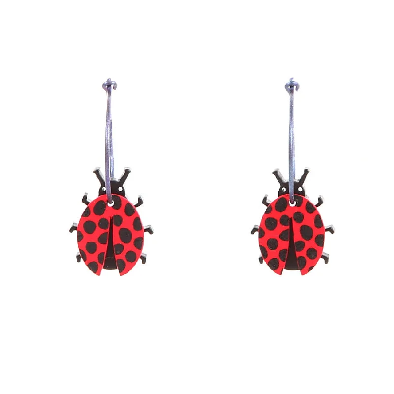 Ladies Earrings with Green Diopside-Lene Lundberg K-Form Ladybird Earrings