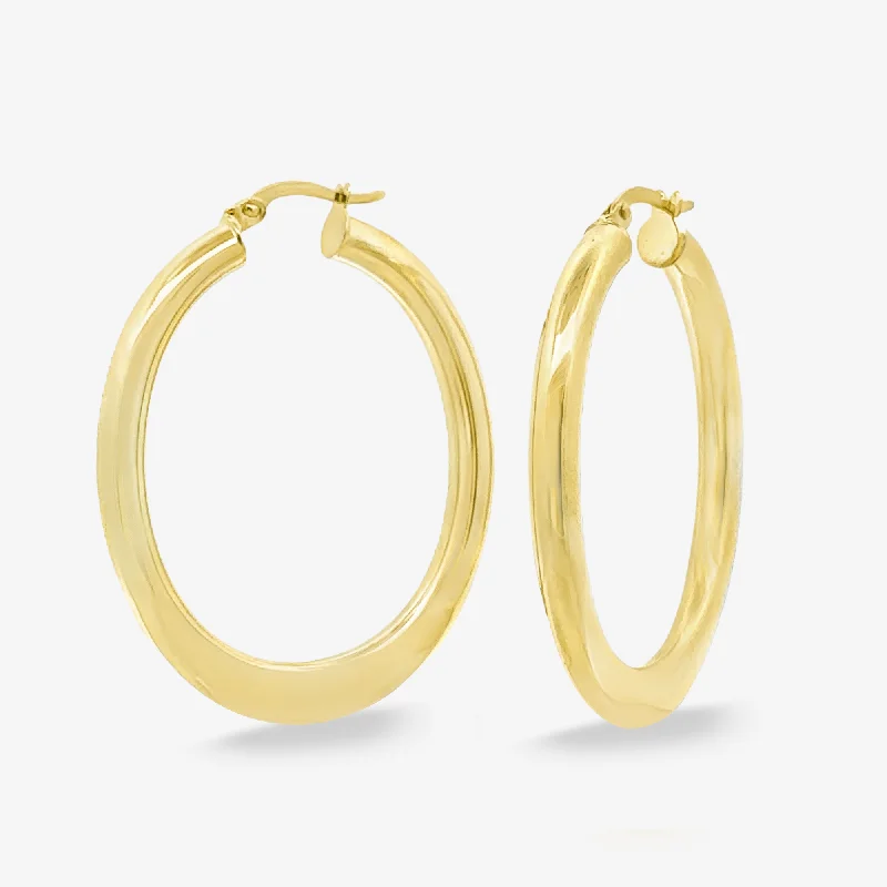 Ladies Earrings with Yellow Sanidine-2.7mm Graduated 1.5" Flat to Round Hoop Earrings