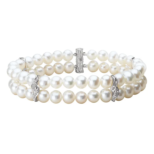 Resin art bracelets -Freshwater Pearl and Diamond Bracelet