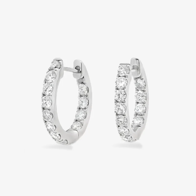 Ladies Earrings with Grey Pollucite-Eternity 1.30CT Diamond Huggie Earrings