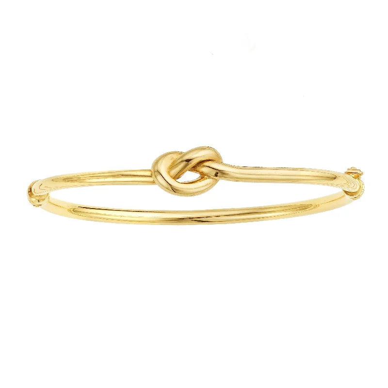 Zen peace bracelets -14K Gold Polished Puffed Love Knot Bangle