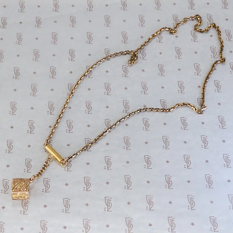 Ladies petal dance necklaces -The Suspended Cube Gold Fob Necklace by Ancient Influences