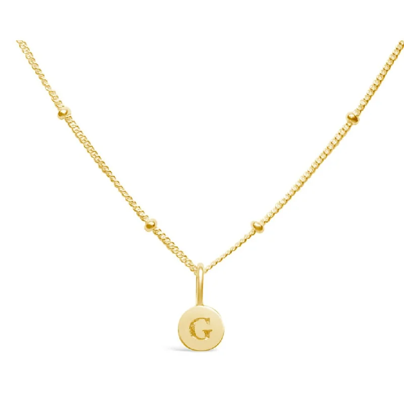 Ladies vivid painted necklaces -Stia : Love Letter "G" Mini Disk Necklace in Gold