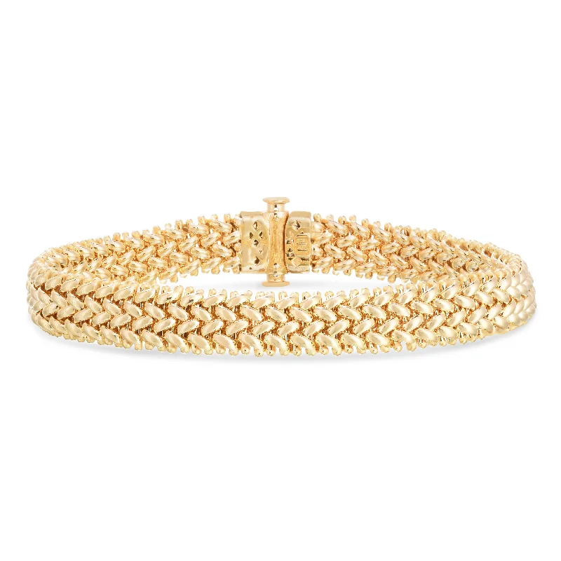 Lone stone bracelets -14K Medium Mesh Rice Bracelet