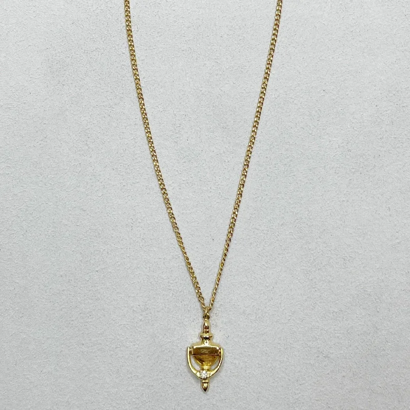 Ladies hushed calm necklaces -Estate Collection - Necklace - Door Knocker Pendant on Gold Tone Chain