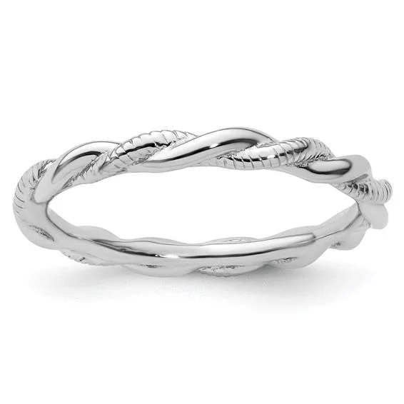 Ladies Rings with Globe Spark-Sterling Silver Stackable Expressions Twist Band Ring