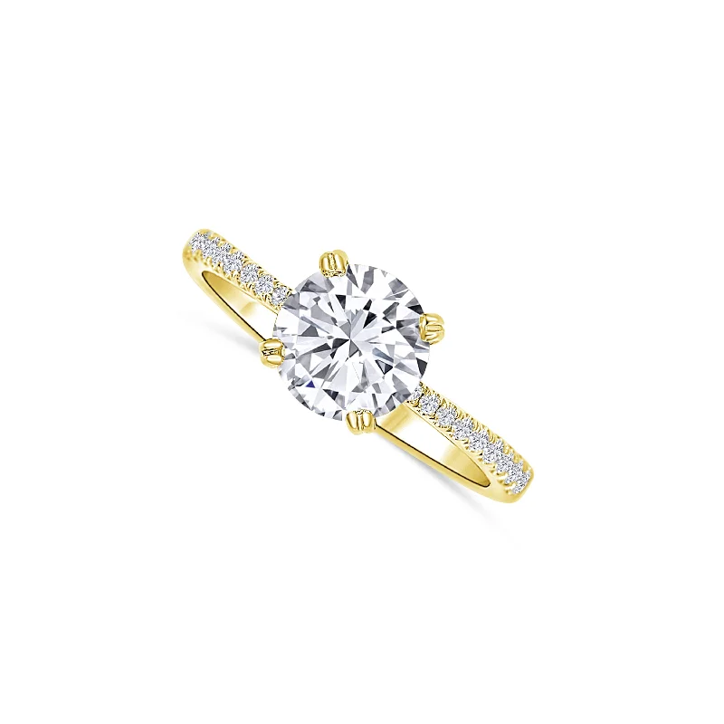 Ladies Engagement Rings Dual-Tone Spark-14K Yellow Gold Round 1.57CT Diamond Engagement Ring