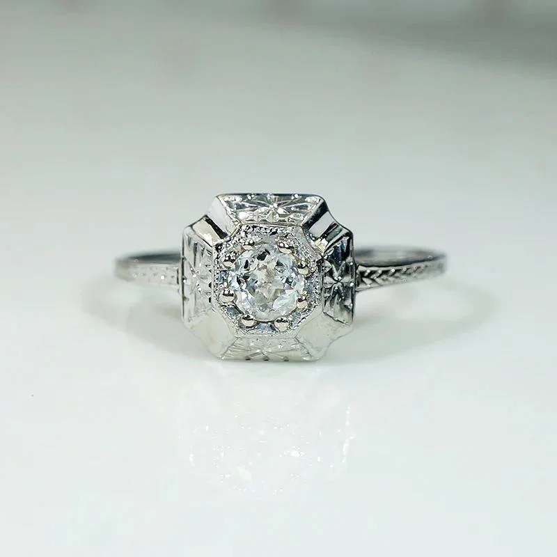 Ladies Engagement Rings Cloud Glow-Beautiful Engraved White Gold Engagement Ring by Belais