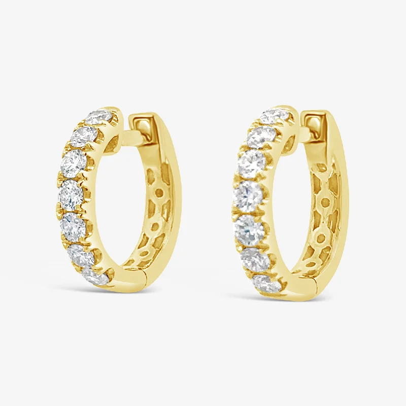 Ladies Earrings Wave Shine-Prong Set 0.90CT Diamond Huggie Earrings