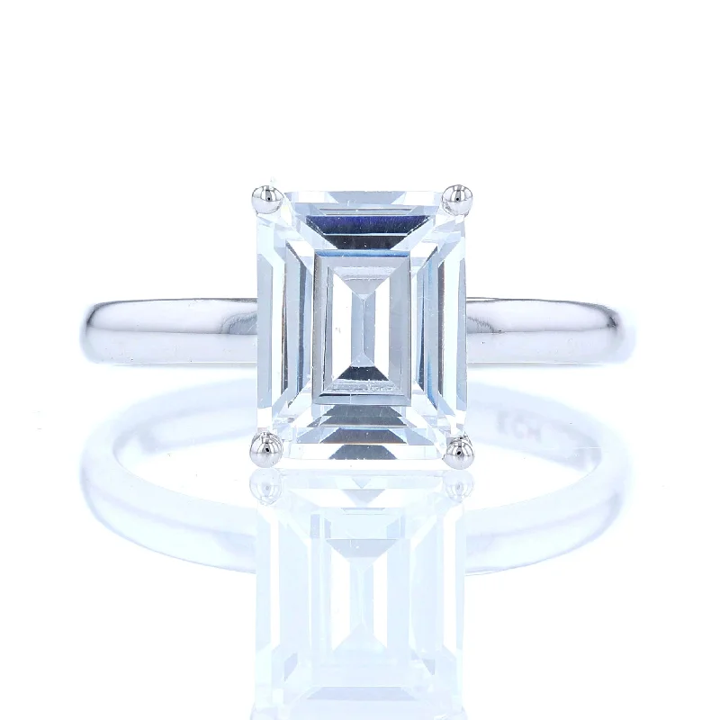 Ladies Engagement Rings Bold Glow-Emerald Cut Solitaire Engagement Ring