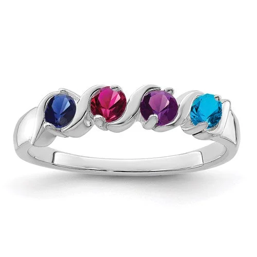 Ladies Rings with Arrow Spark-Curved Set Mother's Family 3mm Birthstone Ring