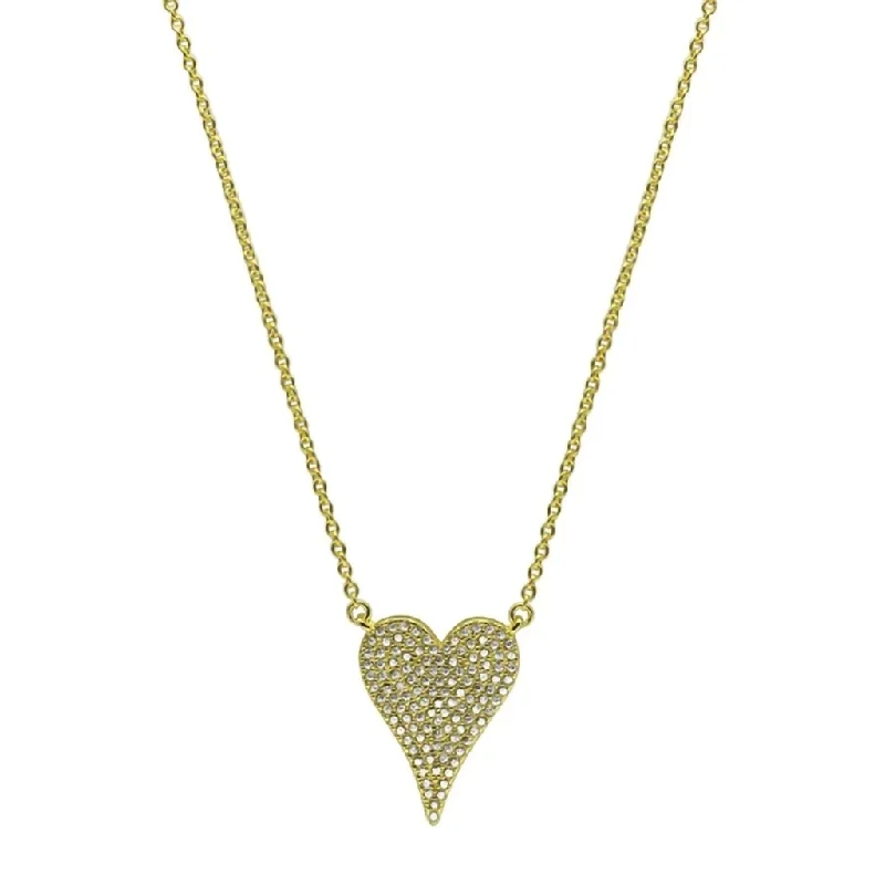 Ladies featherlight minimal necklaces -Stia : Dripping CZ Heart Necklace in Gold