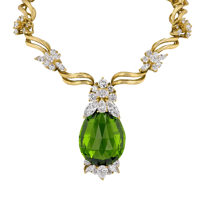 Ladies rolling wave necklaces -Henry Dunay Peridot Necklace, 48.63 carats