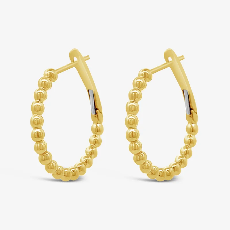 Ladies Earrings Bold Glow-Gold Bead Hoop Earrings