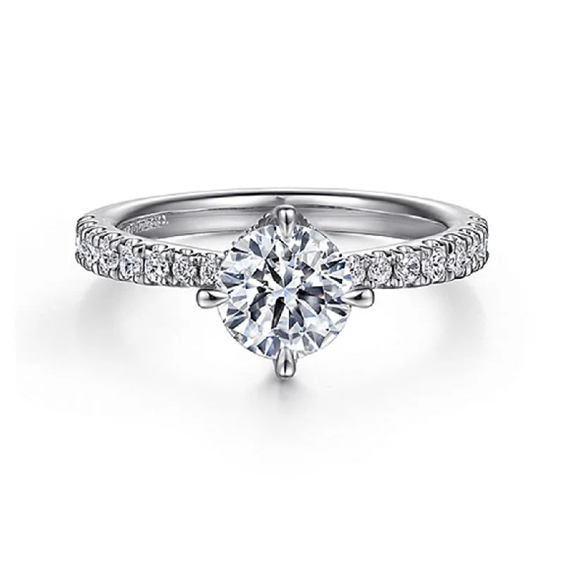 Ladies Engagement Rings with Stichtite Shine-Gabriel & Co Ada - 14K White Gold Round Diamond Engagement Ring