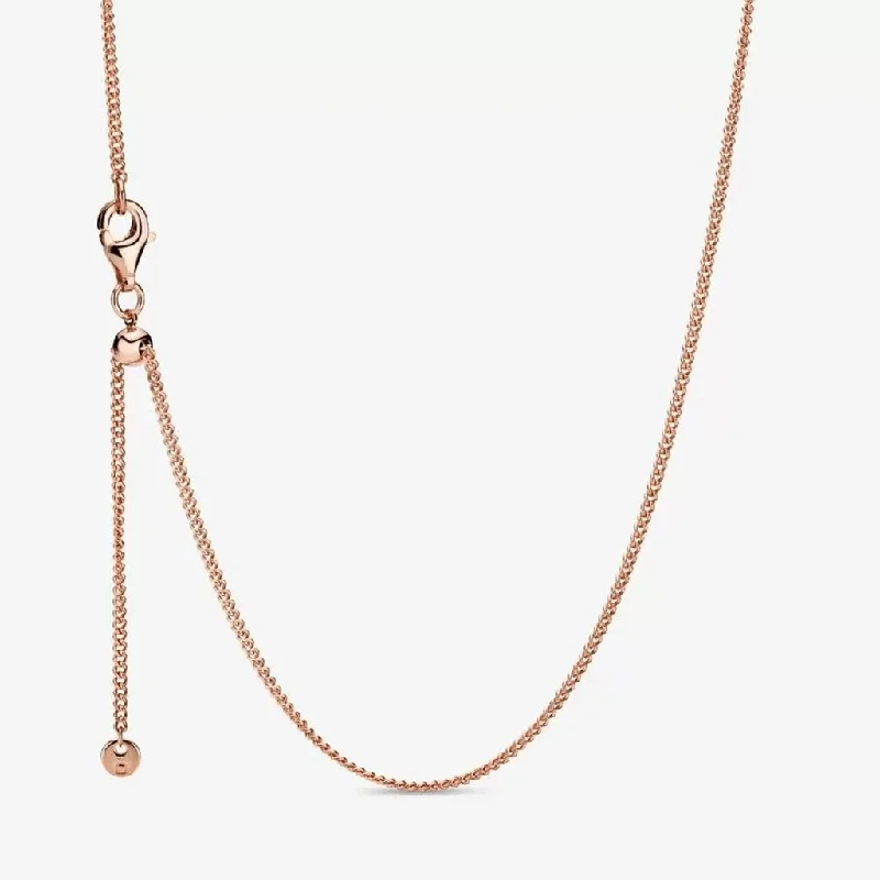 Ladies breezy summer necklaces -PANDORA : Curb Chain Necklace - Rose Gold Plated (23.6")