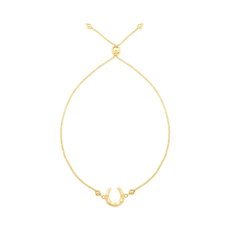 Delicate link bracelets -14K Adjustable Horseshoe Bolo Bracelet