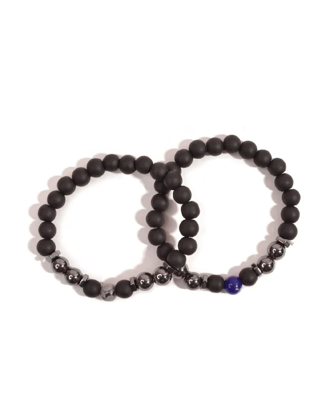 Deep onyx bracelets -Marble Bead Bracelet