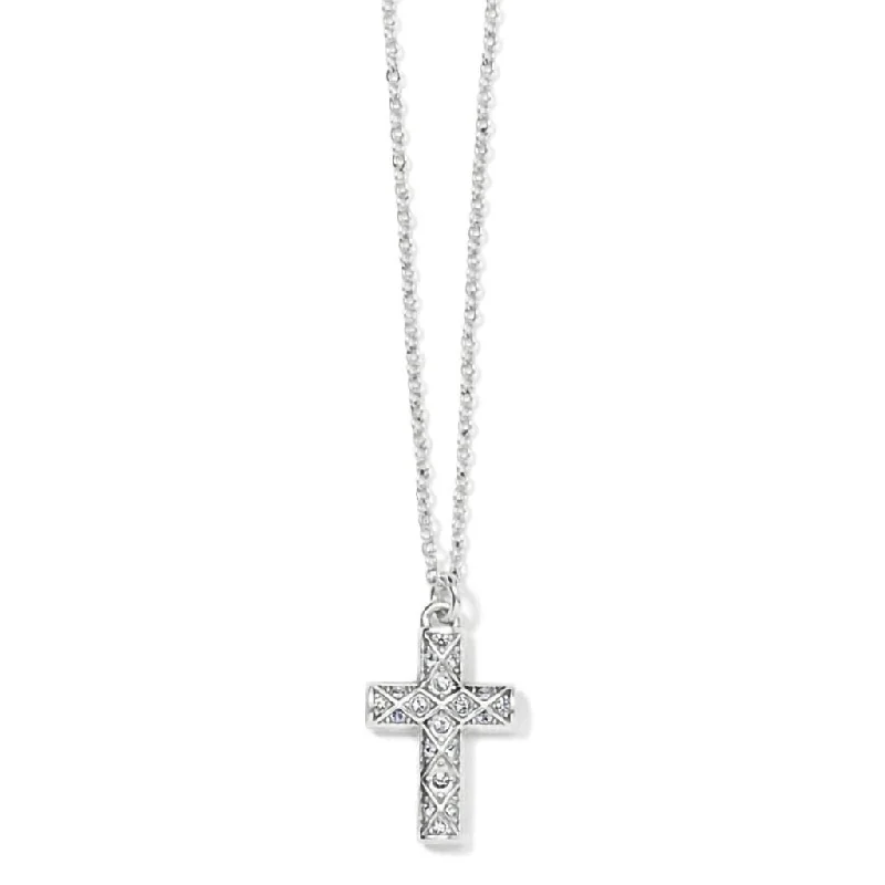 Ladies keepsake charm necklaces -Brighton : Diamond Cross Necklace in Silver