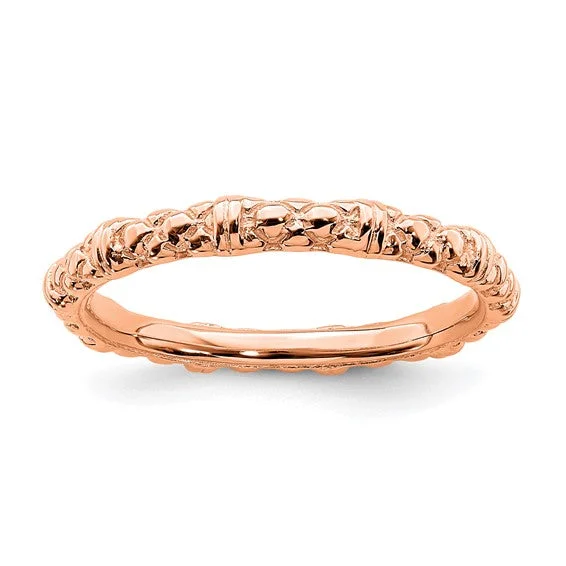 Ladies Rings for Youth Shine-Rose Gold Sterling Silver Stackable Expressions Cable Design Ring