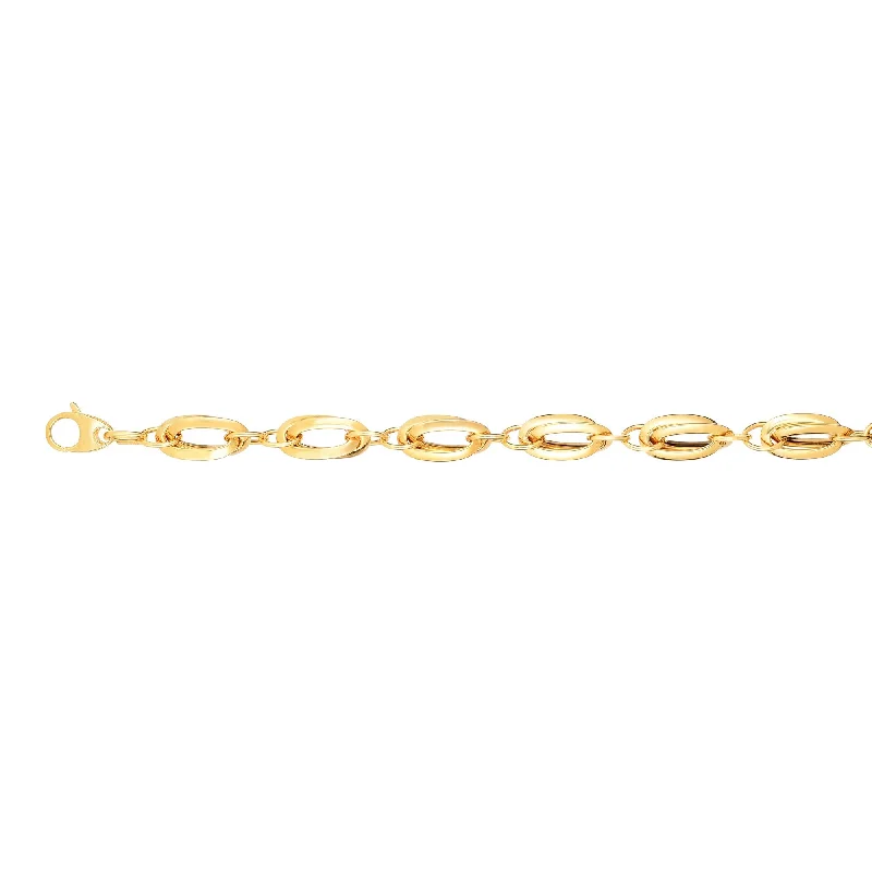 Dazzling Swarovski bracelets -14K Gold Double Elongated Oval Link Bracelet