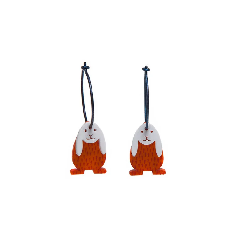 Ladies Earrings with Sky Celestite-Lene Lundberg K Form Orange Bunny Earrings