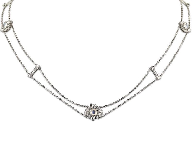 Ladies cosmic ripple necklaces -Tiffany & Co. Moonstone and Diamond Double-Strand Necklace