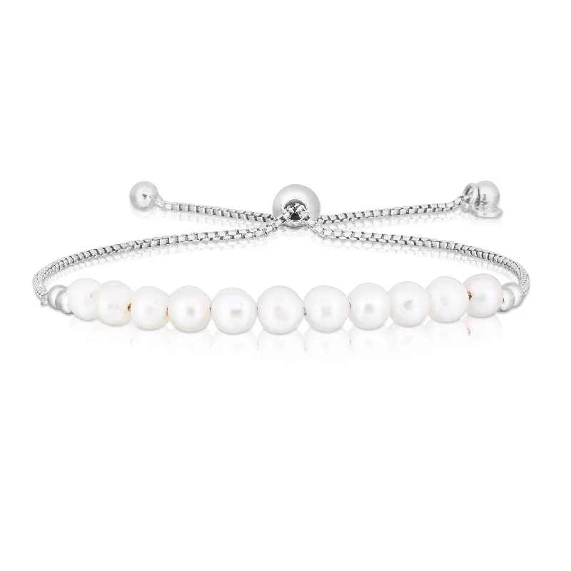 Quiet poise bracelets -Sterling Silver Pearl Friendship Bracelet