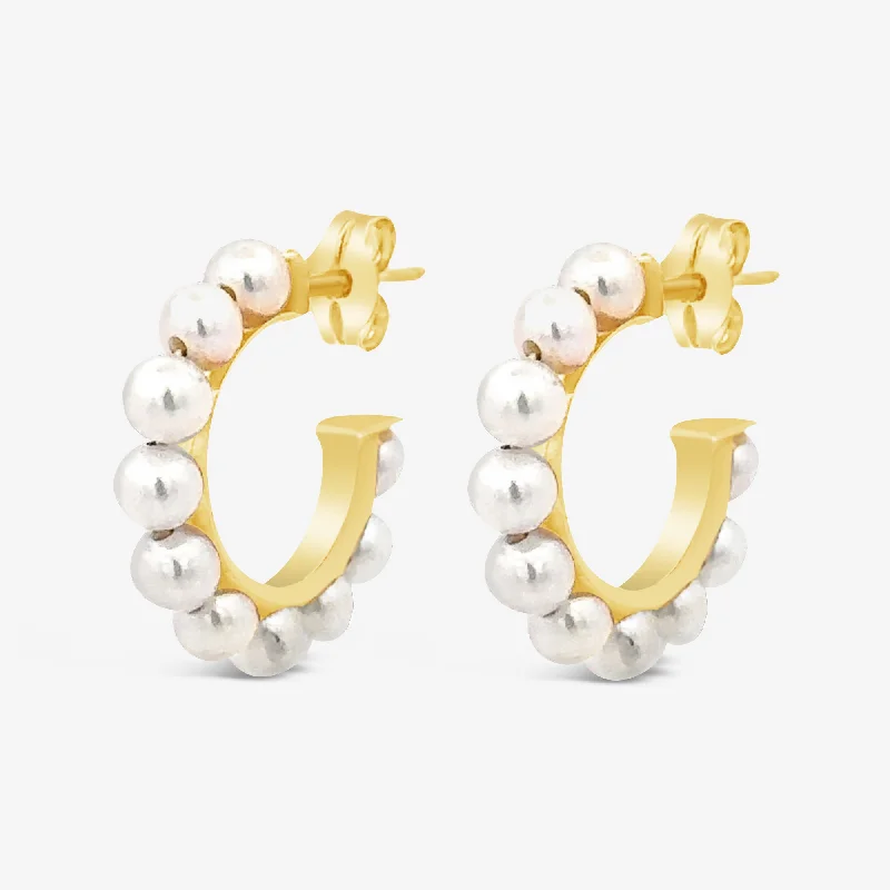 Ladies Earrings for Special Spark-Mini Pearl Hoop Earrings