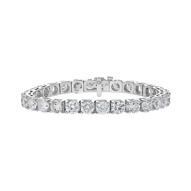 Glamorous party bracelets -14KT WHITE GOLD 21 CTW ROUND DIAMOND TENNIS BRACELET