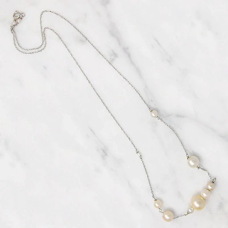 Ladies muted tone necklaces -Ethereal Pearl Bubble Necklace by brunet