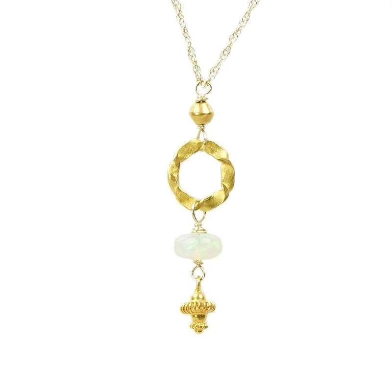 Ladies substantial heavy necklaces -Twisted O Necklace with Opal by brunet