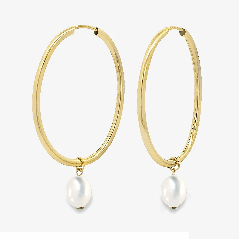 Ladies Earrings Light Spark-Dangling Pearl Hoop Earrings