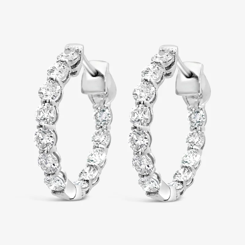 Ladies Earrings Luxe Glow-Round 1" Eternity 3.80CT Hoop Earrings