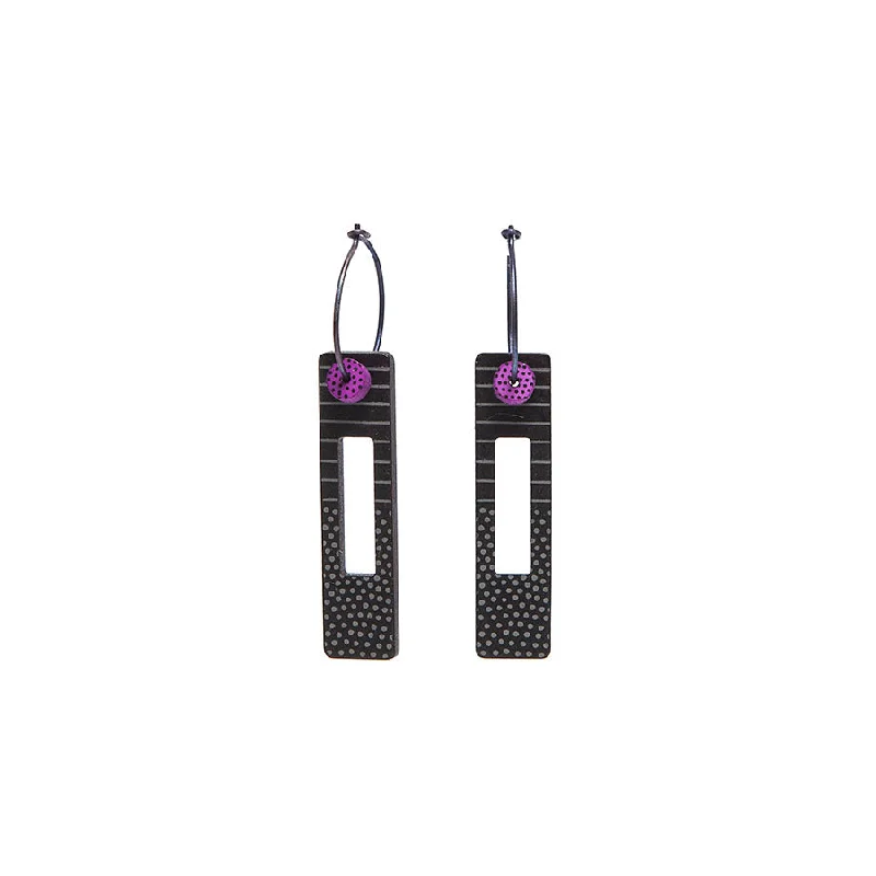 Ladies Earrings with Red Spinel-Lene Lundberg K-Form Black and Purple Tab Earrings