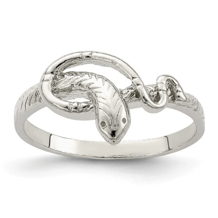 Ladies Rings for Photo Glow-Sterling Silver Snake Ring