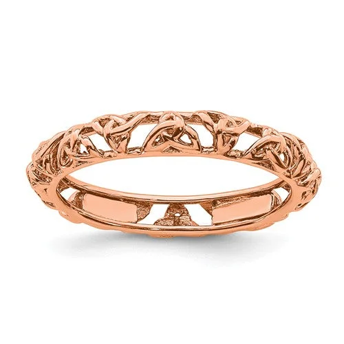 Ladies Rings for Dream Spark-Sterling Silver Stackable Expressions Rose Gold-Plated Celtic Knot Eternity Ring