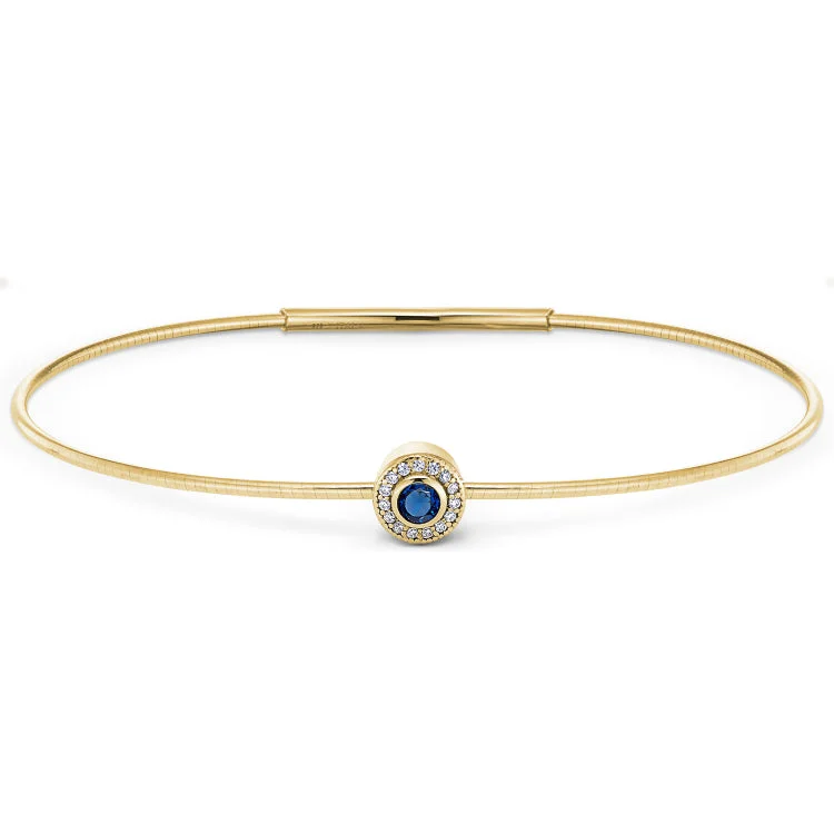 Knotted cord bracelets -Gold Finish Finish Sterling Silver Round Simulated Sapphire Birth Gem Bracelet with Simulated Diamonds