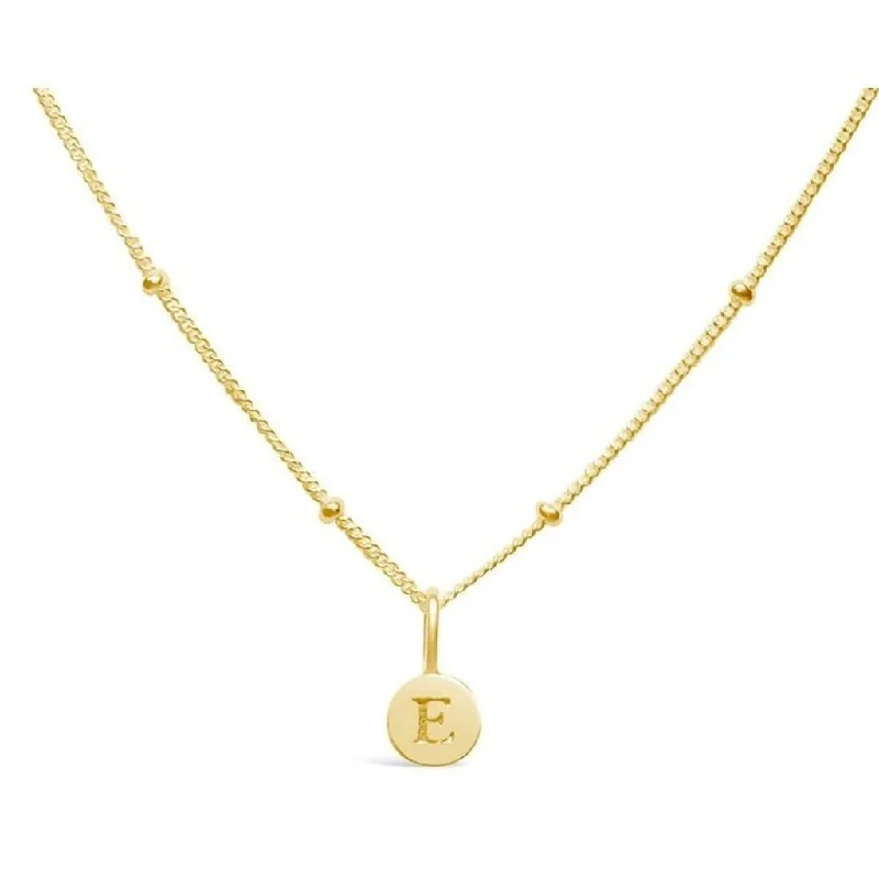 Ladies mirror polish necklaces -Stia : Love Letter "E" Mini Disk Necklace in Gold