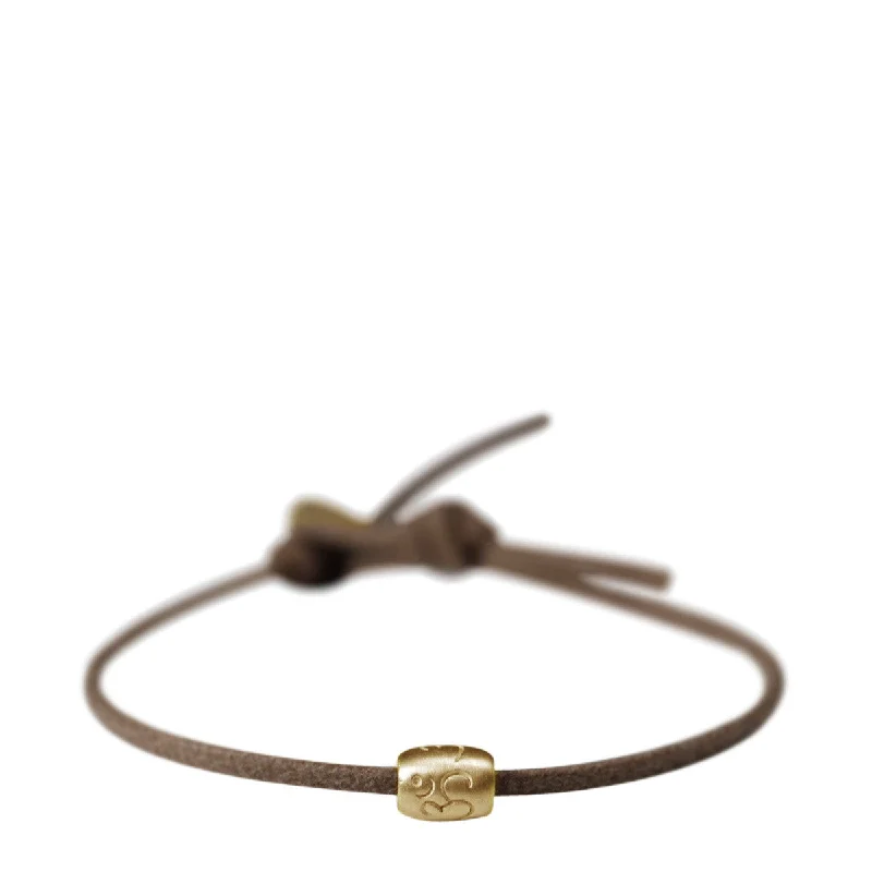 Distinctive unique bracelets -10K Gold Om & Fearlessness Bead Bracelet on Cord