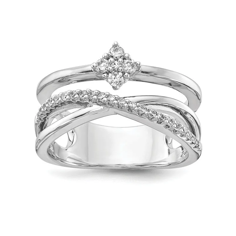 Ladies Rings for Sister Spark-Sterling Silver CZ Triple Band Ring