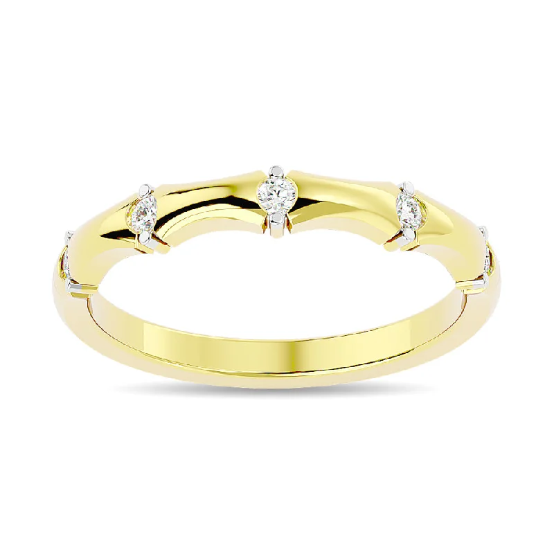 Ladies Rings for Music Spark-Diamond 1/8 ct tw Stackable Anniversary Ring in 14K Yellow Gold