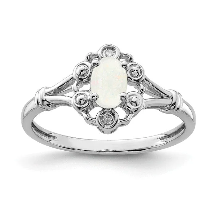 Ladies Rings for Teacher Shine-Sterling Silver Oval Gemstone & Diamond Birthstone Rings