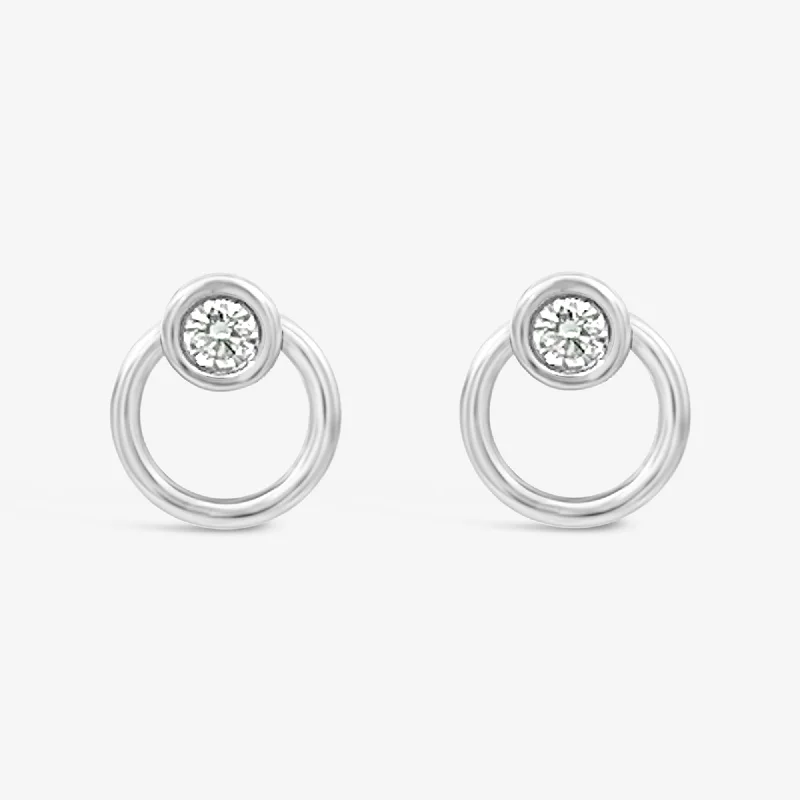 Ladies Earrings with Tree Spark-Petite Bezel Circular Earrings